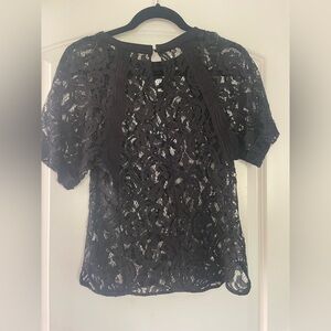 Maje Black Lace Detail Blouse